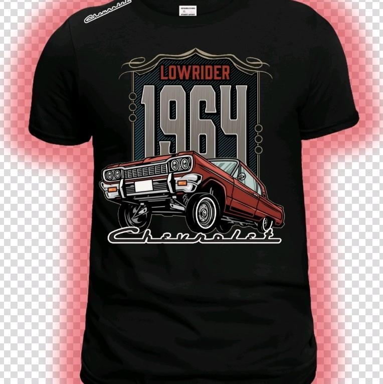 Lowrider 1964 Casual T-Shirt - Cotton Quality, Black with Classic Car Design, Casual Menswear, Top Tshirt Shortsleeve Streetwear