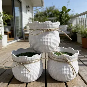 Creative Jute Rope Plant Pots Set, 3-Piece Decorative Flower Containers, Ideal for Artificial Greenery Display, Durable & Stylish Garden Accessories