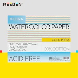 MEEDEN Art Watercolor Paper Block, 100% Cotton Watercolor Paper Pad of 20 Sheets, Cold Press, Hot Press, Rough, 5x7", 12x9", or 10x7", Christmas, Gift