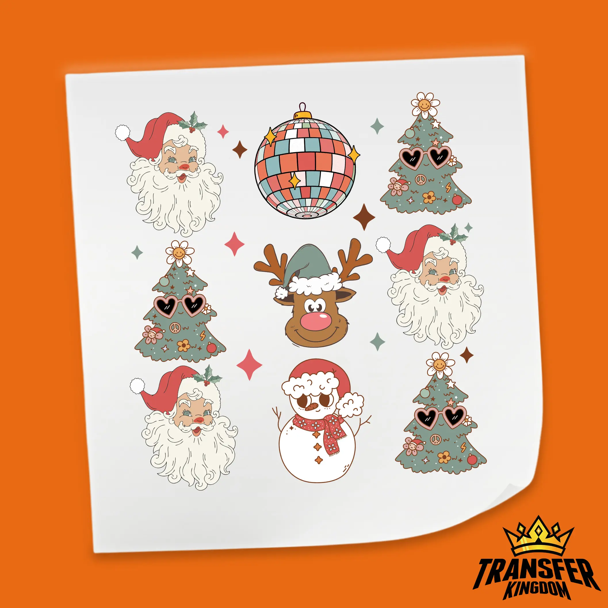 TREES REINDEER SANTA SNOWMAN Christmas Design - DTF heat transfer