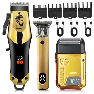 3 in 1 Electric Hair Trimmer Kit, Multifunctional Hair Trimmer, 1 Set Rechargeable & Beard Shaver with Limited Combs, Professional Hair Grooming Tool for Men, Cordless Barber Trimmer, Hair Clipper Set, Hair Clippers Set