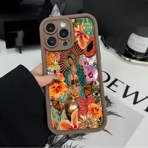 Virgin Mary Pattern Phone Case, Soft Silicone,Fully Protected and Shockproof For iPhone 17 16 15 Pro Max 14 13 12 11 XSMAX Plus Air Mini 16E Aesthetic