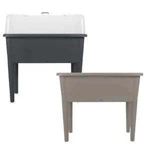 13.2 Gallon Self Watering Raised Garden Bed with or Without Transparent Ventilation Lid Greenhouse, Planter Box with Legs for Indoor/Outdoor Use, Ideal for Herbs & Vegetables