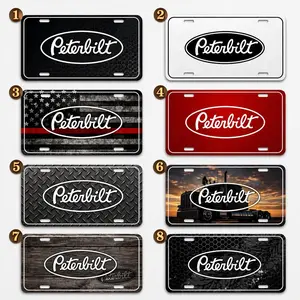 Peterbilt Vehicle Flag License Plate, Logo Car Tag Vehicle Decor, Aluminum Vanity Tag, Inspirational Gift for Him