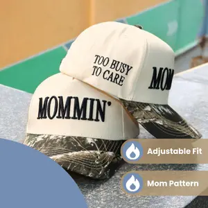 Mommin Trucker Hat for Women Embroidered Mom Baseball Cap Adjustable Canvas Vintage Hat for Casual Wear