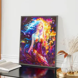 Special Shape Diamond Painting Kits for Adults Mermaid Partial Round Drill Diamond Art Kits DIY Gem Diamond Puzzles Bead Art Kit for Holiday Home Wall Art 21.7x27.6in 55x70cm Canvas Acrylic