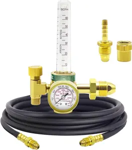 Argon/CO2 Regulator Argon Flow Meter Gas Regulator Gauge for Mig Tig Weld with 6.6Ft Gas Hose Welding