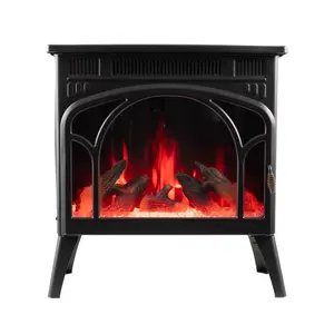 R.W.FLAME 24-inch Electric Stove Fireplace with Realistic 3D Flame Effect Compact Portable Durable Steel Construction Efficient Heating