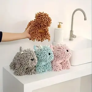 Cute Dog-Shaped Hand Towel, Wash Towel, Kitchen & Bathroom Use, Wall-Hanging Soft Absorbent Cloth, Multifunctional Cartoon Animal Creative Towel