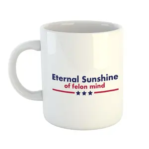 Trump Mug, Eternal Sunshine of Felon Mind Wrap-around Printed Ceramic Coffee Mug Cup for Water Tea Drink, 11 oz, Indigo Dark Pink Drinkware Glossy