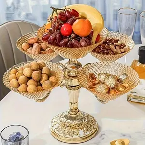 1 Home High-end Luxury Rotating Fruit Plate, European Modern Living Room Tea Table Snack Candy Plate, Multi-layer Decorative Bowl, Food Storage Box, Candlelight Party Table Decoration, Halloween Gifts, Thanksgiving Gifts