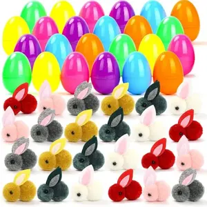24-Piece Easter Egg Bunny Animal Set, Mini Plush Rabbits Toys, Soft Stuffed Dolls, Cute Hanging Decorations, Perfect Gift
