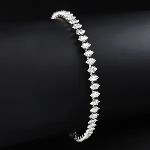 2026 New Marquise Oval Square Cut Luxury Silver Color on Hand Tennis Bracelet Bangle for Women Party Gift Jewelry S7062