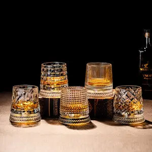 360° Rotating Whiskey Glass, Spinning Crystal Whiskey Tumbler, Luxury Drinking Glass, Elegant Barware, Perfect for Parties and Gifts