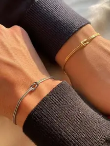 Matching Bracelets for Couples, Fashion Matching Bracelet, Dainty Love Knot Bracelet, 14k Gold Plated Herringbone Chain, Relationship Jewelry Gift