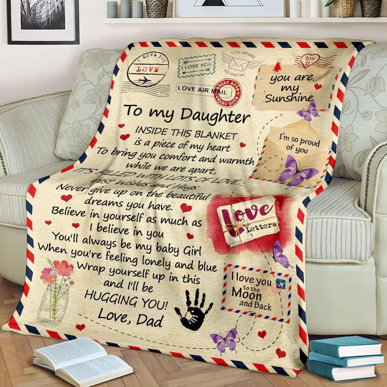 A Letter to My Son & My Daughter Custom Blanket Soft Throw Blanket for Couch Cozy Spanish Alphabet Heart Design Gifts for my son & daughter on Valentine's Day Ideal Gift for Birthdays Back-to-School Graduation