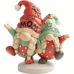 Resin Gnome Small Figurines, Decorative Table Centerpiece, Tiered Tray for Office & Home, Perfect Mom Birthday Gift From Daughter