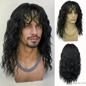 Curly Hair Wig with Waterfall Style, Heat Resistant Synthetic Fiber, High Density Wave Bangs, Adjustable for Daily & Cosplay Looks