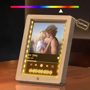 Custom Picture Frame, Personalized Spotify Plaque, Acrylic Picture Frame with Colorful Night Light, Song Plaque for Christmas, Birthday, Ideal Gift for Girlfriend