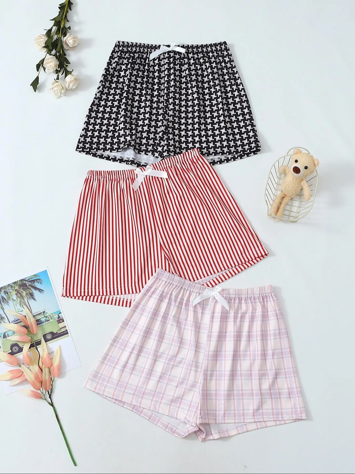 Women's Plaid Print Pajama Shorts, Casual Comfy Breathable Sleep Shorts for Daily Wear, Women's Casual Fitted Sleepwear & Loungewear for All Seasons, Pajamas Sleepwear, Pjs, Loungewear Nightwear