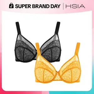HSIA Enchante Unlined Floral Lace Underwire Plus Size Non-padded Full Coverage Bra Set 2 Pack Womenswear For LIVE