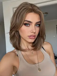 Women's Short Bob Wig, 12 Inch Straight Synthetic Fiber Hairpiece, Natural Look for Daily Wear & Cosplay Costumes, Synthetic Wigs, Synthetic Hairpieces