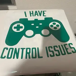 Gamer Wall Decal - I Have Control Issues Green Game Controller Design for Wall Decor