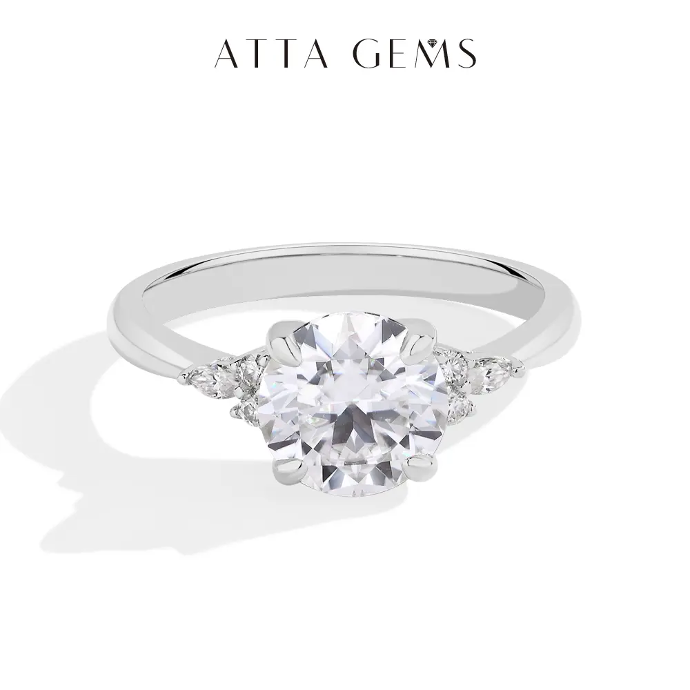 Women's 2CT Brilliant Cut Synthetic Moissanite Decorated Ring, Solitaire Engagement Ring, Anniversary Gift Fine Jewelry R188, Solitaire Engagement Rings