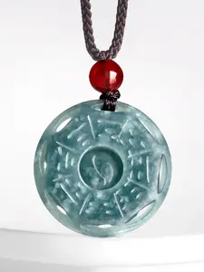 1pc Exquisite Jadeite Bagua Pendant Lanyard Gift for Friends Family Traditional Chinese Style，Unisex Fashion Accessory Necklaces
