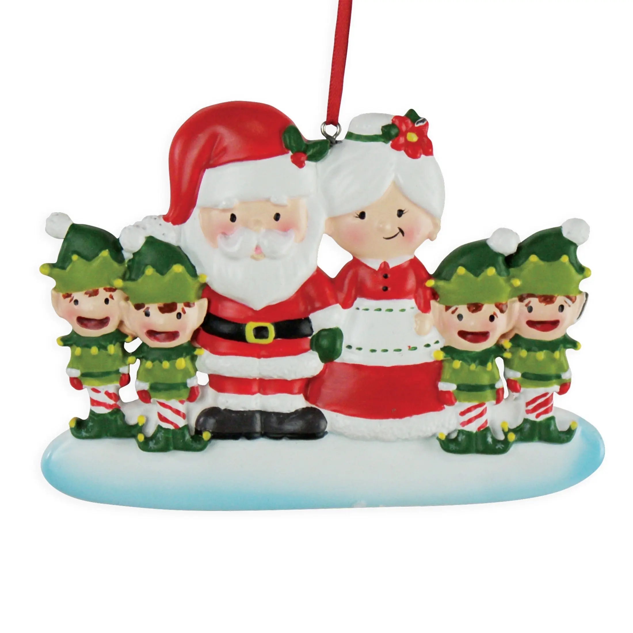 Santa & Elf Family Of 6 Christmas Resin Ornament