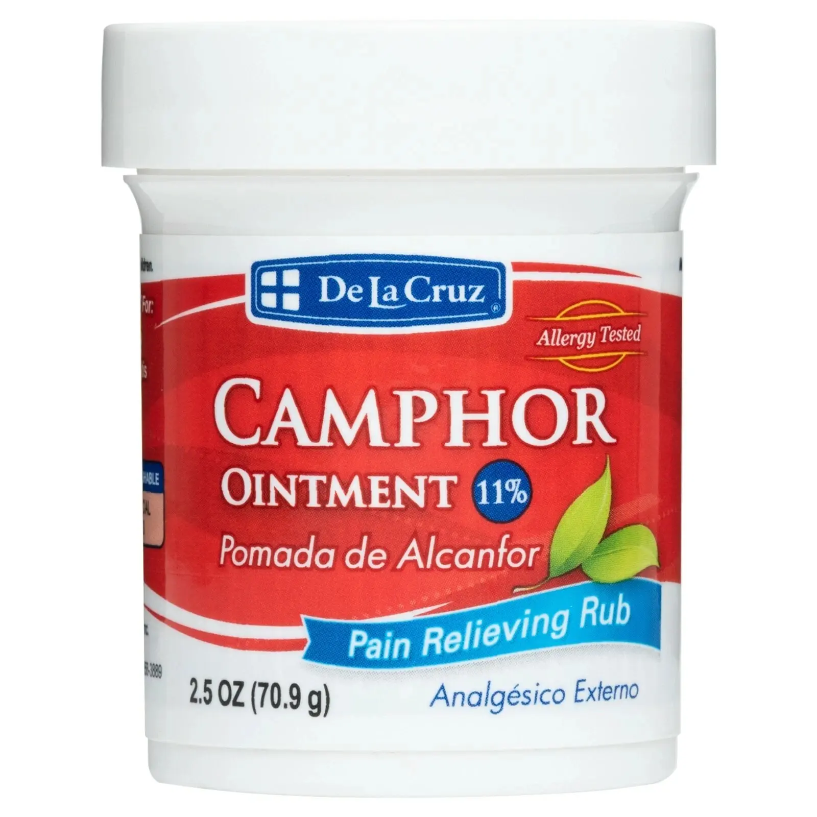 DE LA CRUZ 11% Camphor Ointment Pain Reliever, Pain Relief Rub for Healthcare Therapy & Treatment, 2.5 oz First Aid Medical Supply