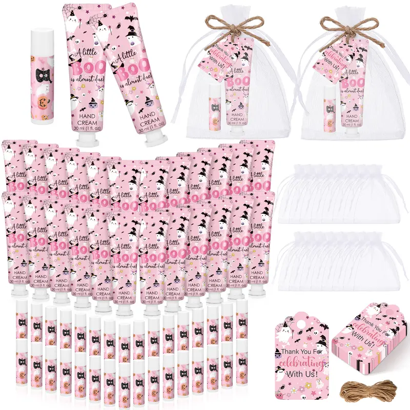 24 Sets Halloween Baby Shower Favors Hand Cream & Lip Balm Set A Little Boo Is Almost Due Baby Shower Gender Reveal Favors Gift for Guest Friend Family Coworkers Travel Size Hand Lotion and Lip Balm for Halloween Goodie Bag Stuffers Trick or Treat Gifts