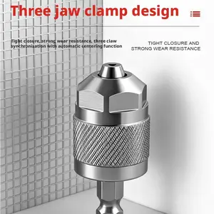 Hex Shank 3-Jaw Quick Change Drill Chuck Adapter Converter for Impact Wrench to Twist Drill Bit