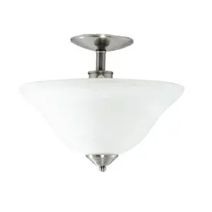 Efficient Lighting  Contemporary Semi Flush Ceiling Light Brushed Nickel Finish with Alabaster Glass Energy Star Qualified