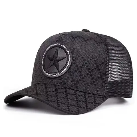 Breathable Mesh Baseball Cap, Five-Pointed Star Embroidered Design, Street Style Unisex Hat for Outdoor Sports, Skating, Commuting, and Casual Wear