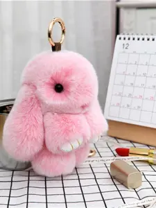 Soft Cute Bunny Pendant,Long-Eared Charm,  Plush Rabbit Keychain Adorable Plush Doll AccessoryBag & Car Key Decoration