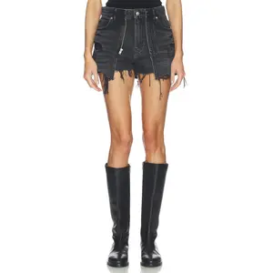 Alexander Wang Distressed Double Layer Skort in Grey Aged
