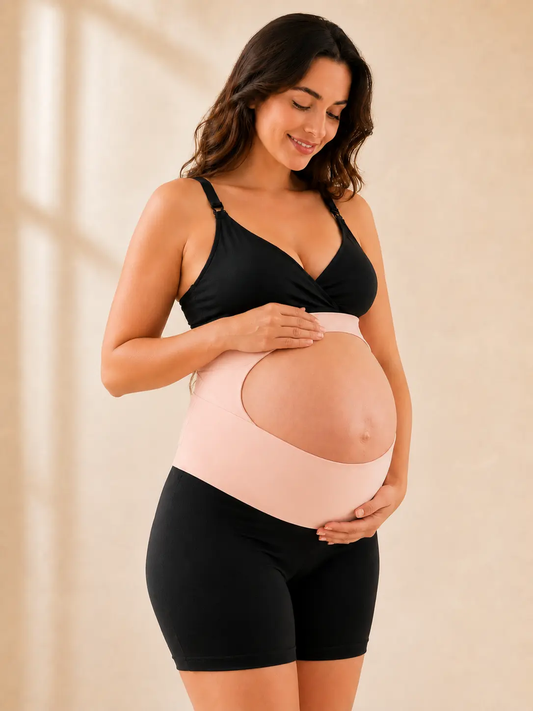 2-in-1 Maternity Belly Band, Adjustable Pregnancy Belly Support Belt, Soft Breathable Belly Support Wrap with Storage Pouch for Moms-to-Be