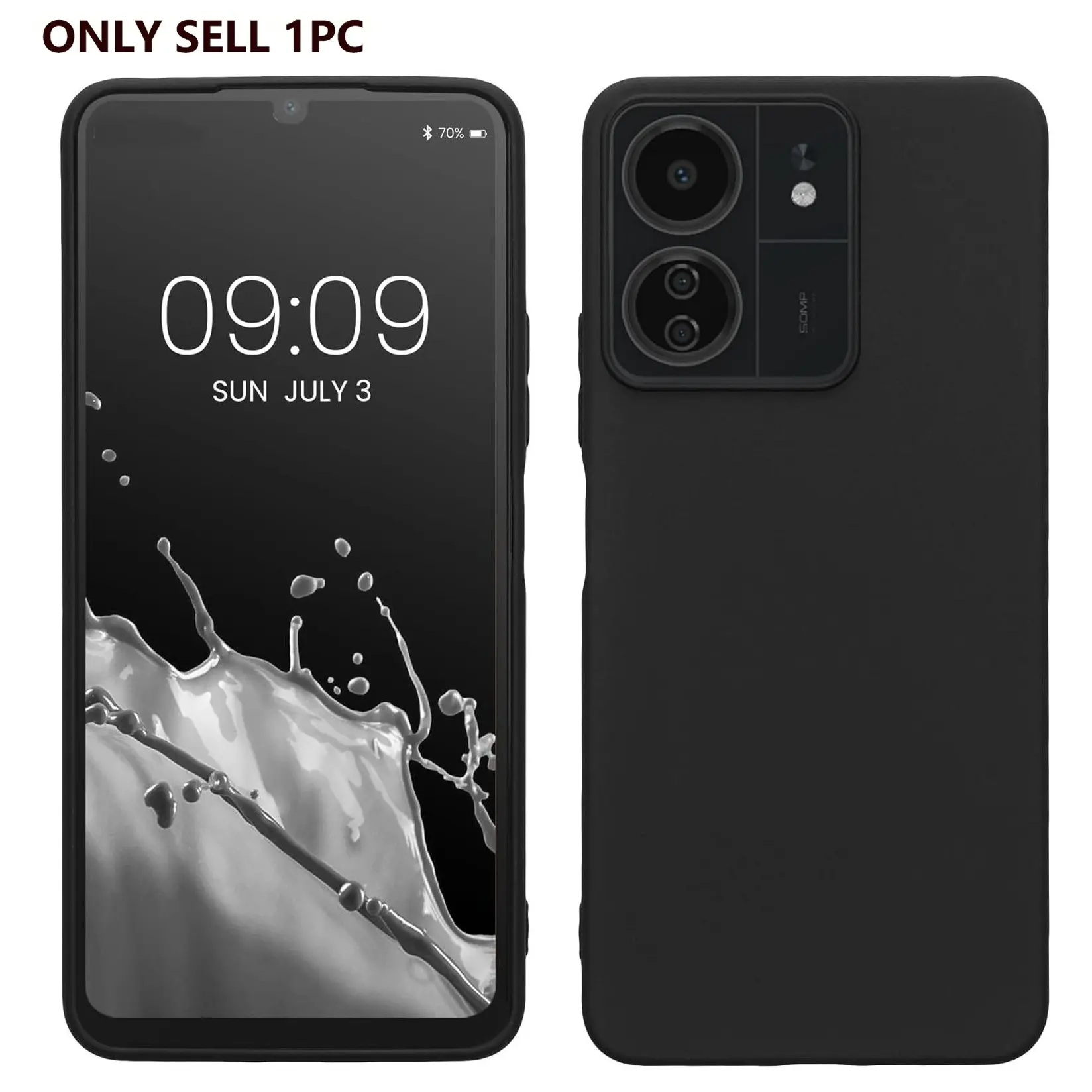 Mobile Phone Case For Xiaomi Poco C65 / Redmi 13C, Slim Shockproof Flexible Black Matt Soft Silicone Protective Phone Case Cover