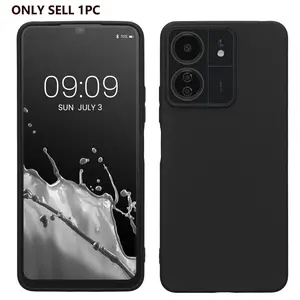 Mobile Phone Case For Xiaomi Poco C65 / Redmi 13C, Slim Shockproof Flexible Black Matt Soft Silicone Protective Phone Case Cover