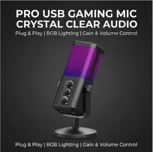 XTUGA USB Streaming GamingMicrophone for PC, PS4/PS5, RGB Lighting, One-tape Mute, Mic with MountAdapter Live Podcast Equipment LiveBroadcasting Equipment
