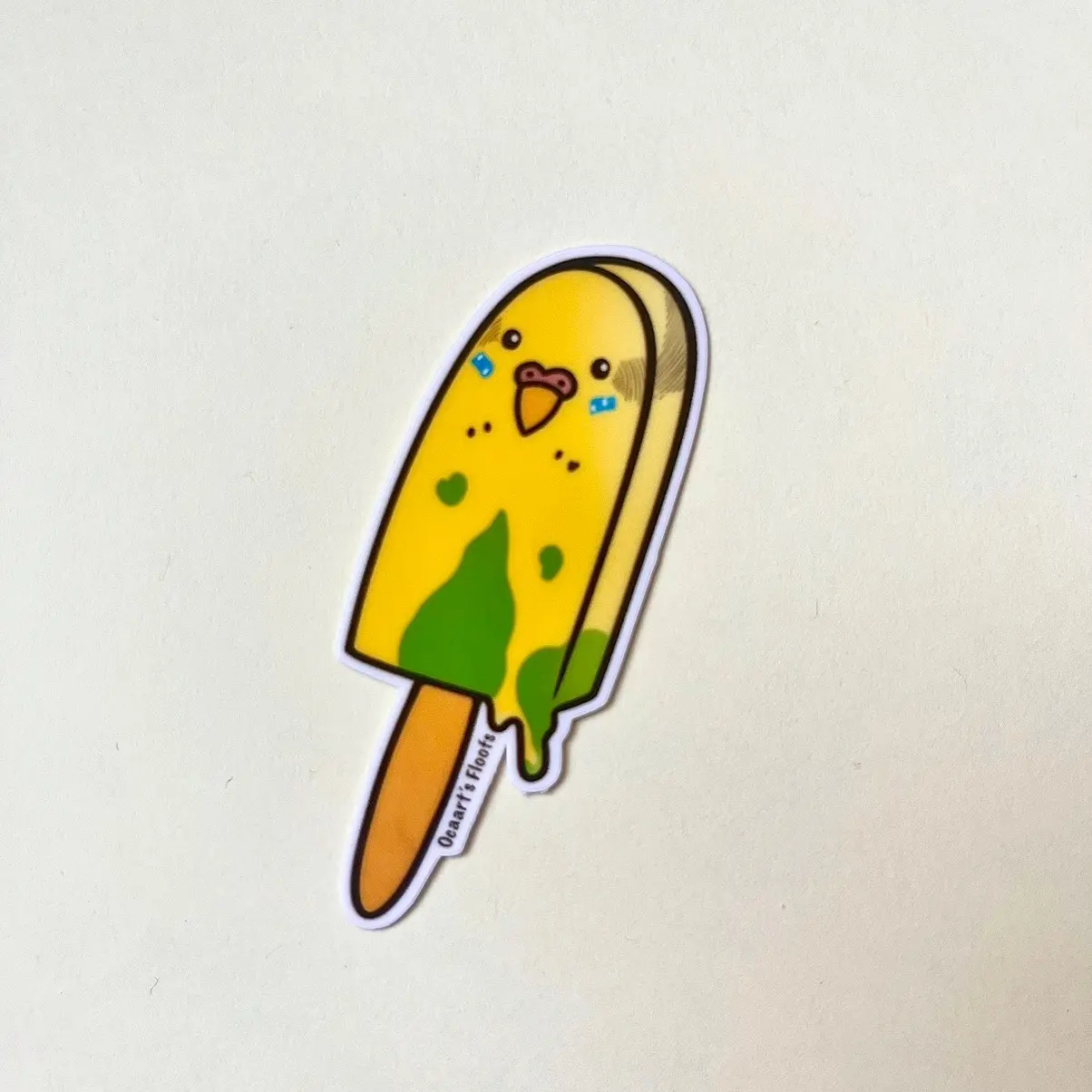 Budgie Parakeet Popsicle Sticker, vinyl waterproof weatherproof water bottle laptop journal decor decorative glossy sticker, cute funny foodie dessert parakeet budgie parrot bird popsicle sticker