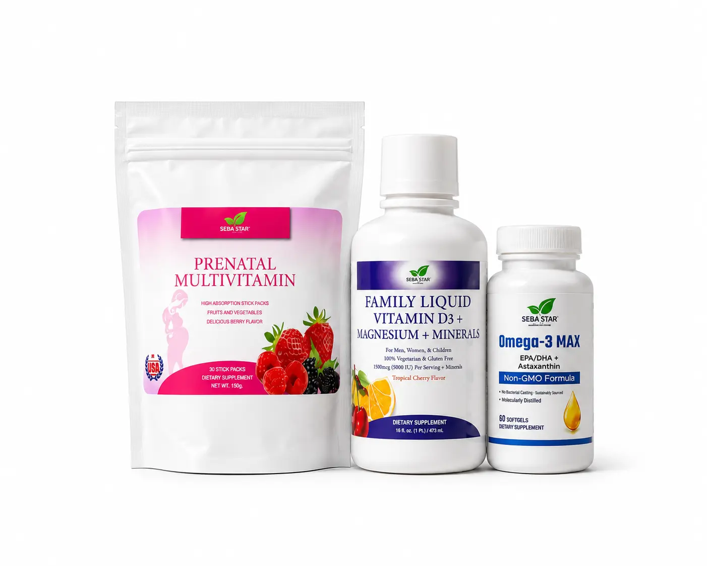 Prenatal-Postnatal Vitamin Bundle, Health Vitamins with Prenatal Postnatal Multivitamin, Berry Flavor, Antioxidant Support