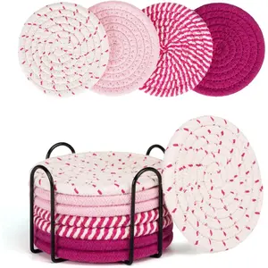 Coasters for Drinks Absorbent, Coasters Set of 4 - Color, 8 Pack Pink Coaster for Desk, House Essentials for New Home, Kitchen and Dining Coffee Table Decor, Modern Home Decor