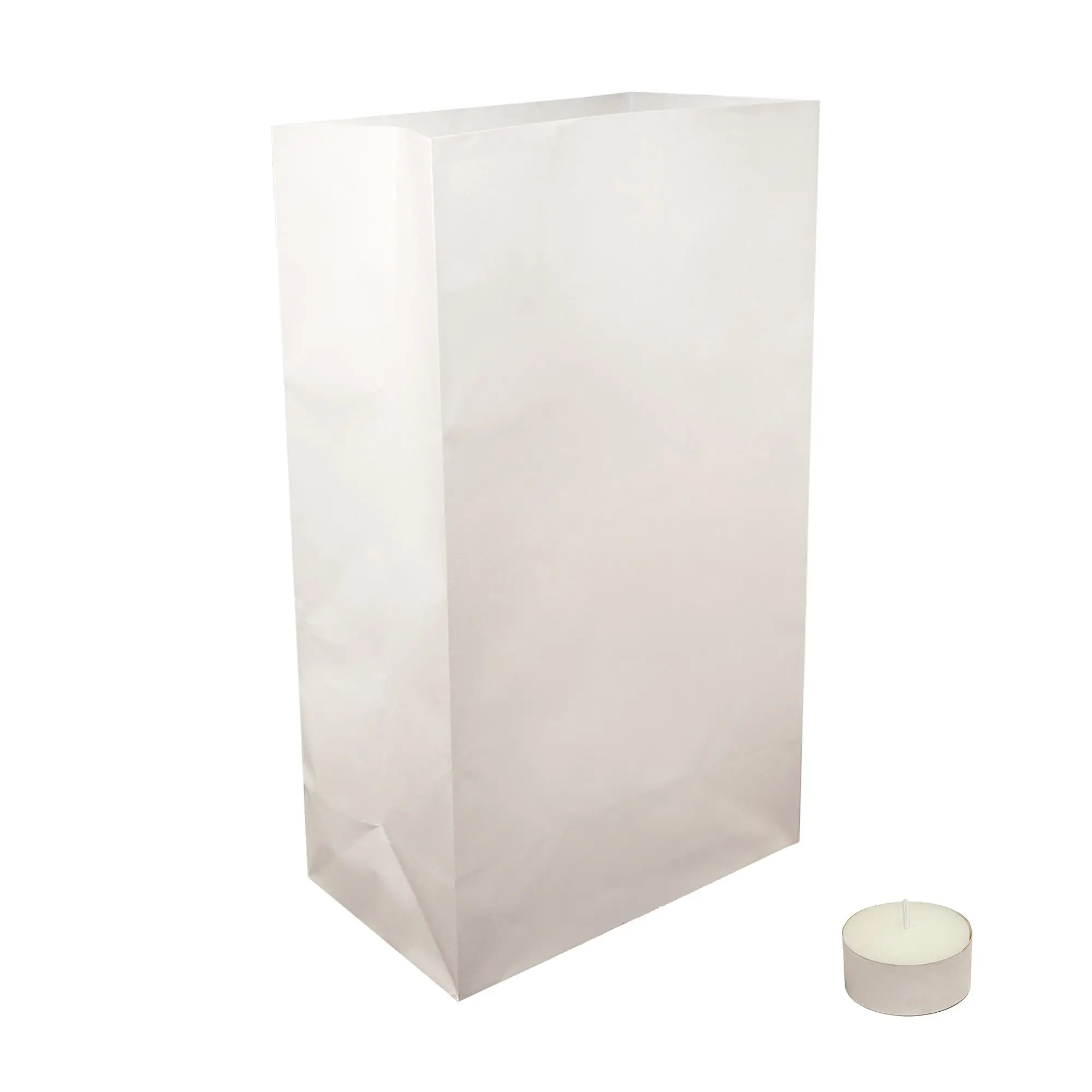 LumaBase Traditional Luminaria Kit - 100 White Flame-Resistant Bags, 100 Paraffin Wax Household Tea Lights, 7-hour Max Burn Time - Home Decor for Celebrations, Fundraisers
