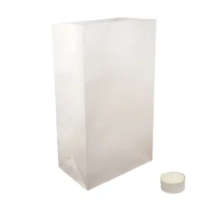 LumaBase Luminaria Kit - 100 White Flame Resistant Bags & 100 Tea Light Candles - Perfect for Fundraisers & Special Events - Up to 7 Hours Burn Time