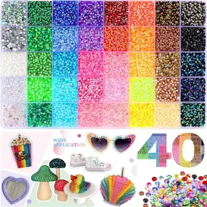 40,000-Piece Resin Jelly Rhinestone Set, 40 Vibrant Colors, 3mm Flat-Back Rhinestones, Jewelry Crafting Tools, DIY Arts & Crafts Kit, Accessories