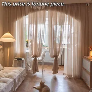 1PC Cream Single-Single Multi-Dolly Simple Window Curtain, Room Decor Curtain, Finished Curtains for Bedroom Living Room Balcony Room Partition