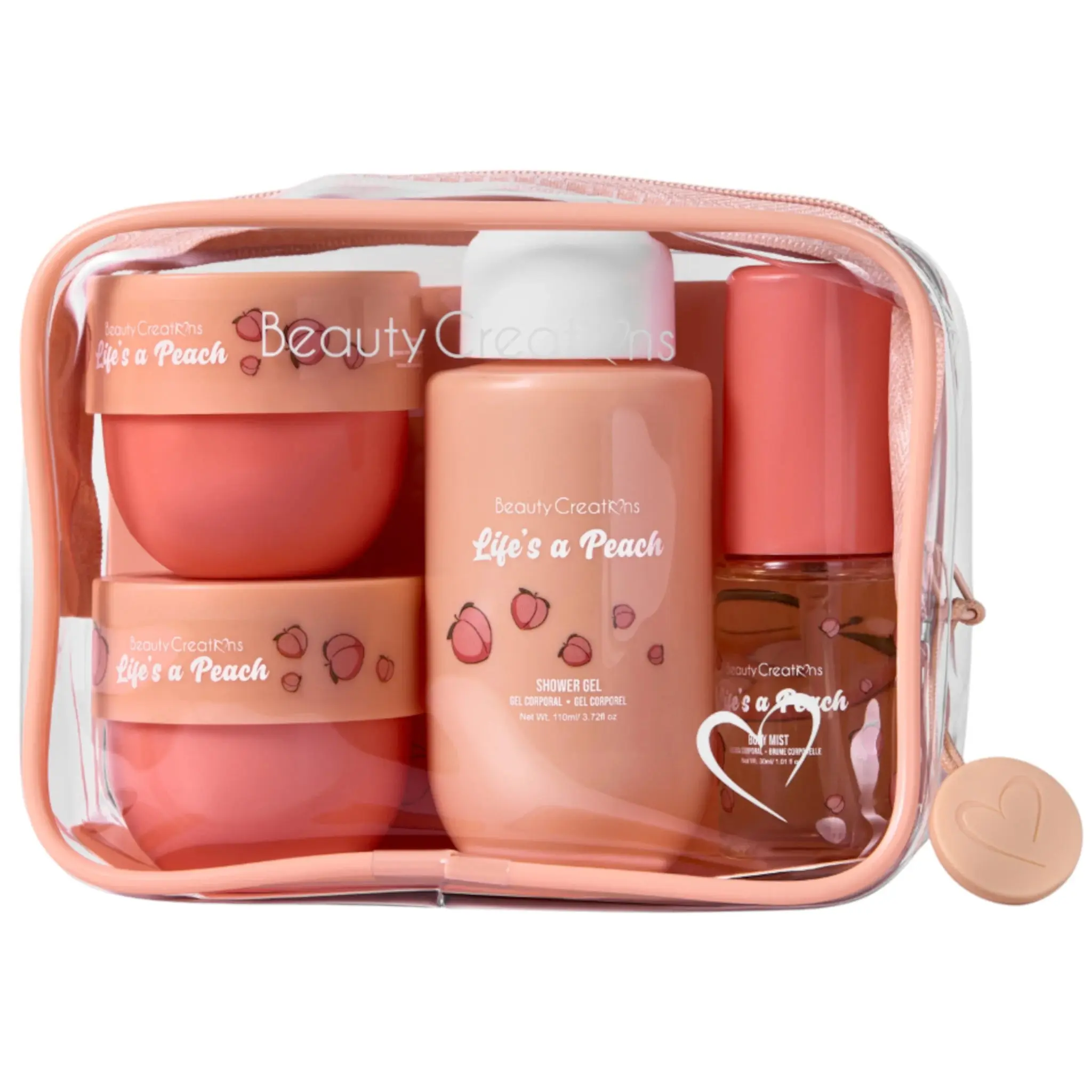 Kit de Viaje Sweet Dose Fruity Life-s a Peach Beauty Creations - Venta al por Mayor 12 Sets (SD-TB2)