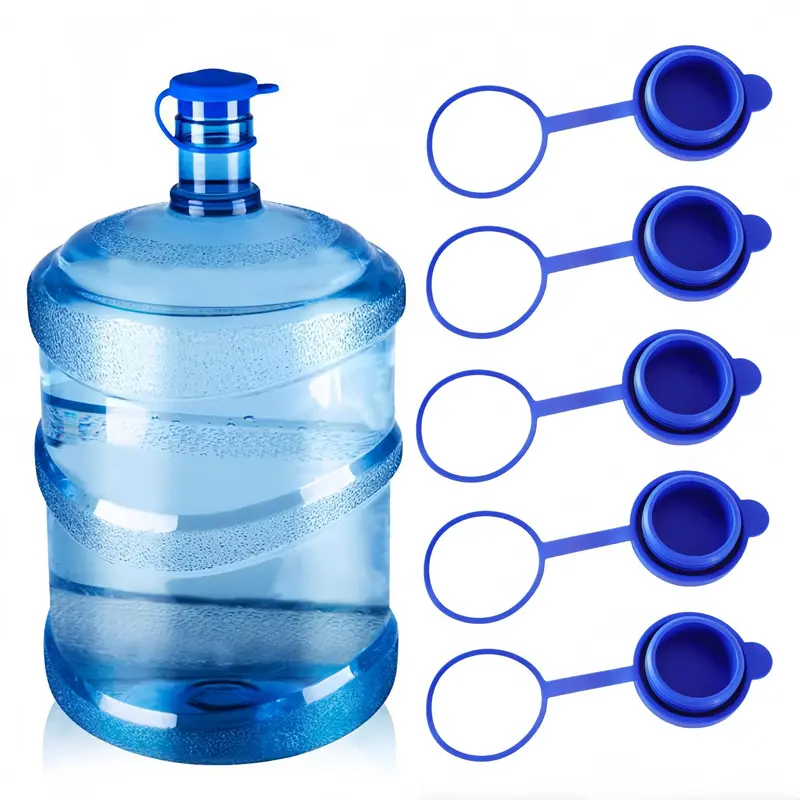 5pcs Water Bottle Caps for Purified Water, Silicone Replacement Caps, Universal Mineral Water Dispenser Sealing Covers, Smart Cap Design for Easy Use